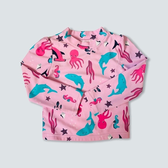 Carter's Other - Carters Sea Life Rashguard long sleeve top pink 3T
